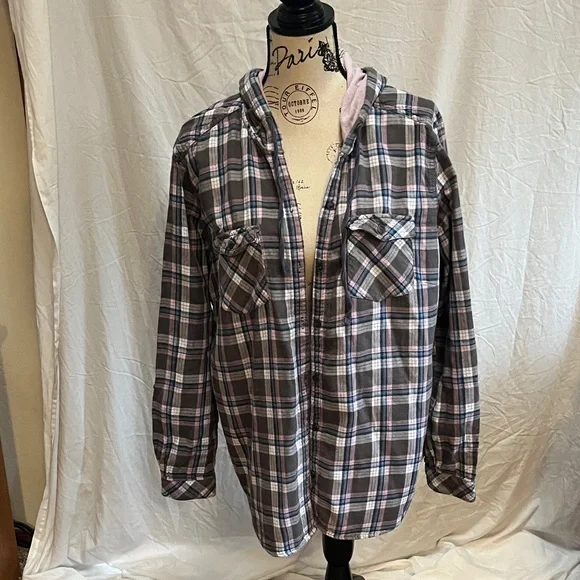 Boston Traders Gray Plaid Shirt Jacket - Picture 1 of 6